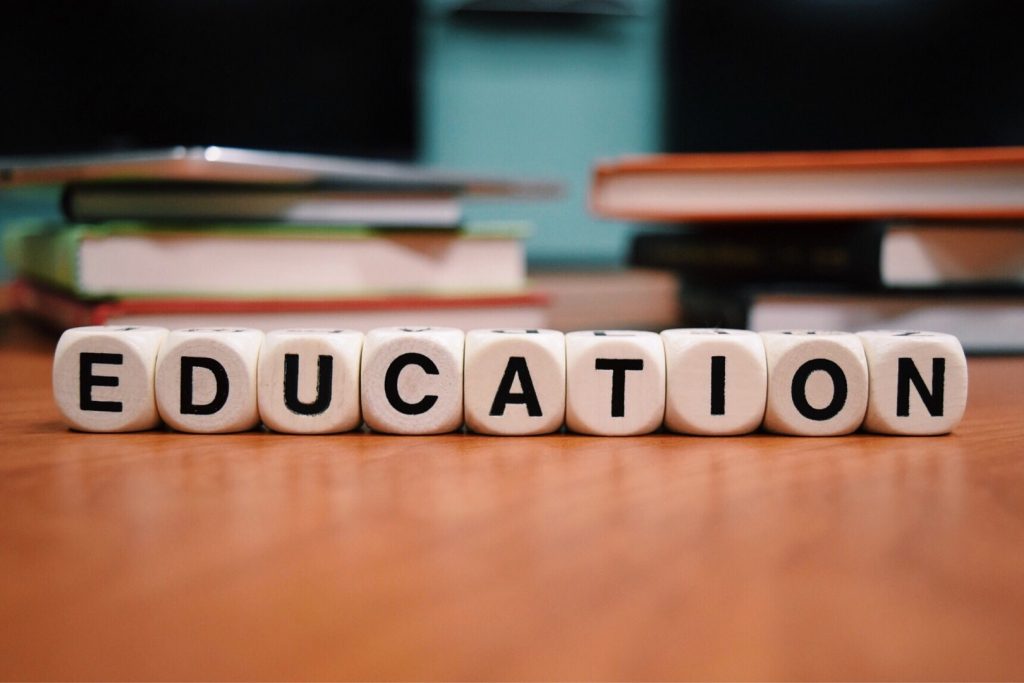 "Education" spelled out using blocks.